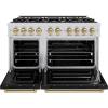 imageZLINE Autograph Edition 48 in 67 cu ft Classic Double Oven Gas Range with 8 Burner Cooktop in Stainless Steel with Black Matte Doors and Champagne Bronze Accents CGRZBLM48CB