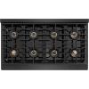 imageZLINE Autograph Edition 48 in 67 cu ft Paramount Dual Fuel Range with 8 Burner DuoPro Cooktop and Dual Ovens in Black Satin Stainless Steel and Polished Gold Accents PSDRBSZ48G