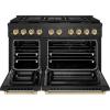 imageZLINE Autograph Edition 48 in 67 cu ft Paramount Gas Range with 8 Burner DuoPro Cooktop and Dual Ovens in Black Satin Stainless Steel and Polished Gold Accents PSGRBSZ48G