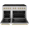 imageZLINE Autograph Edition 48 in 67 cu ft Paramount Gas Range with 8 Burner DuoPro Cooktop and Dual Ovens in Satin Stainless Steel and Champagne Bronze Accents PSGRSZ48CB
