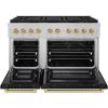 imageZLINE Autograph Edition 48 in 67 cu ft Paramount Gas Range with 8 Burner DuoPro Cooktop and Dual Ovens in Satin Stainless Steel with Black Doors and Champagne Bronze Accents PSGRSZBLM48CB