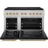 imageZLINE Autograph Edition 48 in 67 cu ft Paramount Gas Range with 8 Burner DuoPro Cooktop and Dual Ovens in Satin Stainless Steel with Black Matte Doors and Polished Gold Accents PSGRSZBLM48G