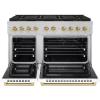 imageZLINE Autograph Edition 48 in 67 cu ft Paramount Gas Range with 8 Burner DuoPro Cooktop and Dual Ovens in Satin Stainless Steel with White Doors and Champagne Bronze Accents PSGRSZWM48CB