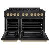 imageZLINE Autograph Edition 48 in 67 cu ft Select Double Oven Dual Fuel Range with 8 Burner Gas Cooktop in Black Stainless Steel and Champagne Bronze Accents HDRBZ48CB