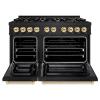 imageZLINE Autograph Edition 48 in 67 cu ft Select Double Oven Dual Fuel Range with 8 Burner Gas Cooktop in Black Stainless Steel and Polished Gold Accents HDRBZ48G