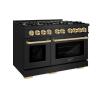 imageZLINE Autograph Edition 48 in 67 cu ft Select Double Oven Dual Fuel Range with 8 Burner Gas Cooktop in Black Stainless Steel and Polished Gold Accents HDRBZ48G