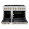 imageZLINE Autograph Edition 48 in 67 cu ft Select Double Oven Dual Fuel Range with 8 Burner Gas Cooktop in Stainless Steel and Champagne Bronze Accents HDRZ48CB