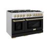 imageZLINE Autograph Edition 48 in 67 cu ft Select Double Oven Dual Fuel Range with 8 Burner Gas Cooktop in Stainless Steel with Black Matte Doors and Champagne Bronze Accents HDRZBLM48CB