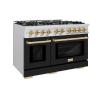 imageZLINE Autograph Edition 48 in 67 cu ft Select Double Oven Dual Fuel Range with 8 Burner Gas Cooktop in Stainless Steel with Black Matte Doors and Polished Gold Accents HDRZBLM48G