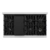 imageZLINE Autograph Edition 48 in 67 cu ft Select Double Oven Dual Fuel Range with 8 Burner Gas Cooktop in Stainless Steel with Black Matte Doors and Polished Gold Accents HDRZBLM48G