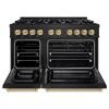 imageZLINE Autograph Edition 48 in 67 cu ft Select Double Oven Gas Range with 8 Burner Cooktop in Black Stainless Steel and Champagne Bronze Accents HGRBZ48CB