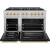 imageZLINE Autograph Edition 48 in 67 cu ft Select Double Oven Gas Range with 8 Burner Cooktop in Satin Stainless Steel with Black Matte Doors and Polished Gold Accents HGRSZBLM48G