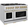 imageZLINE Autograph Edition 48 in 67 cu ft Select Double Oven Gas Range with 8 Burner Cooktop in Stainless Steel and Champagne Bronze Accents HGRZ48CB