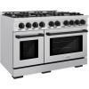 imageZLINE Autograph Edition 48 in 67 cu ft Select Double Oven Gas Range with 8 Burner Cooktop in Stainless Steel and Matte Black Accents HGRZ48MB