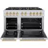 imageZLINE Autograph Edition 48 in 67 cu ft Select Double Oven Gas Range with 8 Burner Cooktop in Stainless Steel and Polished Gold Accents HGRZ48G