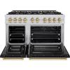 imageZLINE Autograph Edition 48 in 67 cu ft Select Double Oven Gas Range with 8 Burner Cooktop in Stainless Steel with Black Matte Doors and Champagne Bronze Accents HGRZBLM48CB