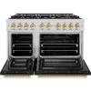 imageZLINE Autograph Edition 48 in 67 cu ft Select Double Oven Gas Range with 8 Burner Cooktop in Stainless Steel with Black Matte Doors and Polished Gold Accents HGRZBLM48G