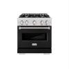 imageZLINE 30 in 42 cu ft Classic Dual Fuel Range with 4 Burner Gas Cooktop and Electric Convection Oven in Satin Stainless Steel with Black Matte Door CDRSBLM30
