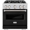 imageZLINE 30 in 42 cu ft Classic Dual Fuel Range with 4 Burner Gas Cooktop and Electric Convection Oven in Stainless Steel with Black Matte Door CDRBLM30