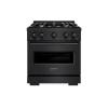 imageZLINE 30 in 42 cu ft Classic Dual Fuel Range with Gas Cooktop and Electric Convection Oven in Black Stainless Steel with 4 Brass Burners CDRBBR30