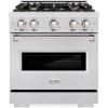 imageZLINE 30 in 42 cu ft Classic Dual Fuel Range with Gas Cooktop and Electric Convection Oven in Satin Stainless Steel with 4 Brass Burners CDRSBR30