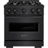 imageZLINE 30 in 42 cu ft Classic Gas Range with 4 Burner Cooktop and Convection Gas Oven in Black Stainless Steel CGRB30