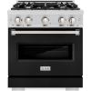 imageZLINE 30 in 42 cu ft Classic Gas Range with 4 Burner Cooktop and Convection Gas Oven in Stainless Steel with Black Matte Door CGRBLM30
