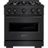 imageZLINE 30 in 42 cu ft Classic Gas Range with Convection Gas Oven in Black Stainless Steel with 4 Brass Burners CGRBBR30