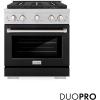 imageZLINE 30 in 42 cu ft Paramount Dual Fuel Range with 4 Burner DuoPro Cooktop and Electric Convection Oven in Satin Stainless Steel with Black Matte Door PSDRSBLM30