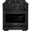 imageZLINE 30 in 42 cu ft Select Dual Fuel Range with 4 Burner Gas Cooktop and Electric Convection Oven in Black Stainless Steel HDRB30