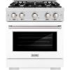 imageZLINE 30 in 42 cu ft Select Dual Fuel Range with 4 Burner Gas Cooktop and Electric Convection Oven in Satin Stainless Steel with White Matte Door HDRSWM30