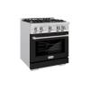 imageZLINE 30 in 42 cu ft Select Dual Fuel Range with 4 Burner Gas Cooktop and Electric Convection Oven in Stainless Steel with Black Matte Door HDRBLM30