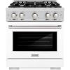 imageZLINE 30 in 42 cu ft Select Dual Fuel Range with 4 Burner Gas Cooktop and Electric Convection Oven in Stainless Steel with White Matte Door HDRWM30