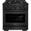 imageZLINE 30 in 42 cu ft Select Dual Fuel Range with Gas Cooktop and Electric Convection Oven in Black Stainless Steel with 4 Brass Burners HDRBBR30