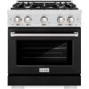 imageZLINE 30 in 42 cu ft Select Gas Range with 4 Burner Cooktop and Convection Gas Oven in Satin Stainless Steel with Black Matte Door HGRSBLM30