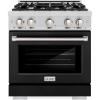 imageZLINE 30 in 42 cu ft Select Gas Range with 4 Burner Cooktop and Convection Gas Oven in Stainless Steel with Black Matte Door HGRBLM30