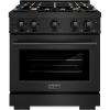 imageZLINE 30 in 42 cu ft Select Gas Range with Convection Gas Oven in Black Stainless Steel with 4 Brass Burners HGRBBR30