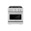 imageZLINE 30 in 42 cu ft Select Gas Range with Convection Gas Oven in Satin Stainless Steel with 4 Brass Burners HGRSBR30