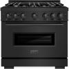 imageZLINE 36 in 52 cu ft Classic Dual Fuel Range with 6 Burner Gas Cooktop and Electric Convection Oven in Black Stainless Steel CDRB36