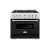 imageZLINE 36 in 52 cu ft Classic Dual Fuel Range with 6 Burner Gas Cooktop and Electric Convection Oven in Satin Stainless Steel with Black Matte Door CDRSBLM36