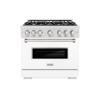 imageZLINE 36 in 52 cu ft Classic Dual Fuel Range with 6 Burner Gas Cooktop and Electric Convection Oven in Satin Stainless Steel with White Matte Door CDRSWM36