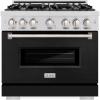 imageZLINE 36 in 52 cu ft Classic Dual Fuel Range with 6 Burner Gas Cooktop and Electric Convection Oven in Stainless Steel with Black Matte Door CDRBLM36