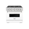 imageZLINE 36 in 52 cu ft Classic Dual Fuel Range with 6 Burner Gas Cooktop and Electric Convection Oven in Stainless Steel with White Matte Door CDRWM36