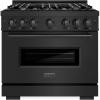 imageZLINE 36 in 52 cu ft Classic Dual Fuel Range with Gas Cooktop and Electric Convection Oven in Black Stainless Steel with 6 Brass Burners CDRBBR36