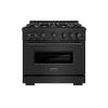 imageZLINE 36 in 52 cu ft Classic Gas Range with Convection Gas Oven in Black Stainless Steel with 6 Brass Burners CGRBBR36