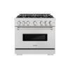 imageZLINE 36 in 52 cu ft Classic Gas Range with Convection Gas Oven in Satin Stainless Steel with 6 Brass Burners CGRSBR36