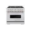 imageZLINE 36 in 52 cu ft Classic Gas Range with Convection Gas Oven in Stainless Steel with 6 Brass Burners CGRBR36