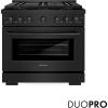 imageZLINE 36 in 52 cu ft Paramount Dual Fuel Range with 6 Burner DuoPro Cooktop and Electric Convection Oven in Black Stainless Steel PSDRB36