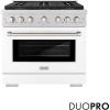imageZLINE 36 in 52 cu ft Paramount Dual Fuel Range with 6 Burner DuoPro Cooktop and Electric Convection Oven with White Matte Door PSDRWM36