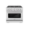 imageZLINE 36 in 52 cu ft Select Dual Fuel Range with 6 Burner Gas Cooktop and Electric Convection Oven in Satin Stainless Steel HDRS36